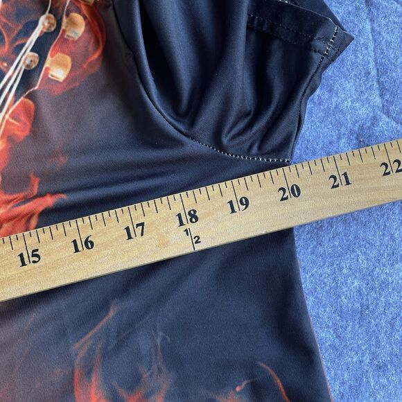 Flaming Guitar Shirt Adult Medium Black Short Sleeve Slinky Gamer Rock‎ Band - Picture 5 of 7